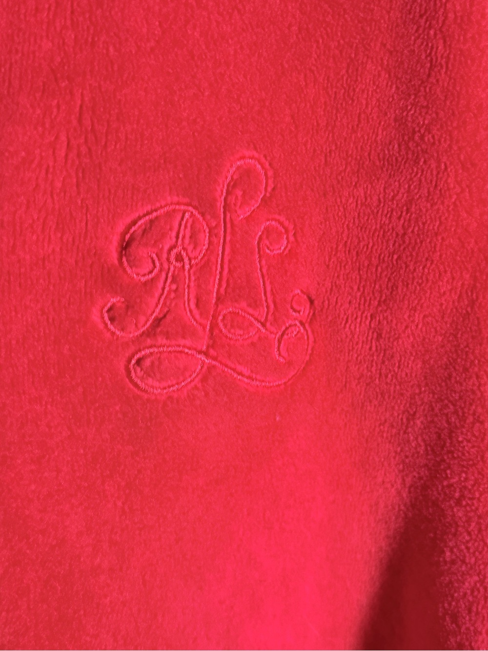Ralph Lauren Red Plush Wrap Robe with Belt - Picture 3 of 7